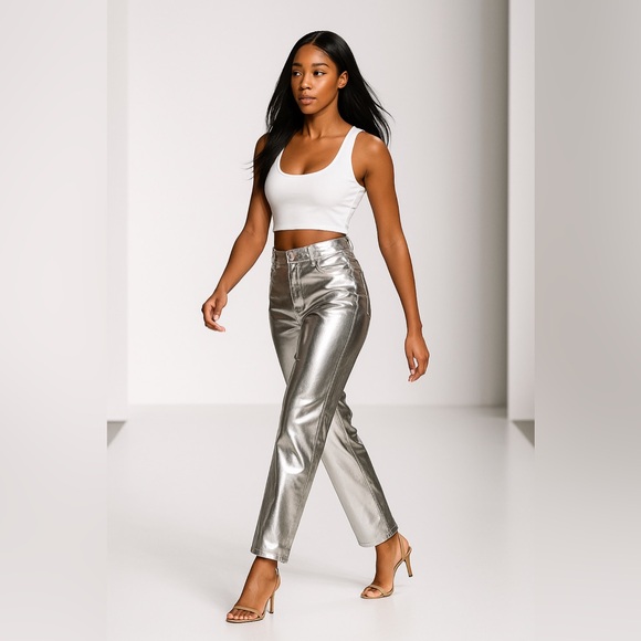 Galactic Glow Pant Womenswear Underwear Lady Metallic Shimmer High Waist - Picture 14 of 16